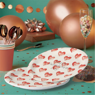 Red Sweet Hearts Valentine's Day Paper Plate