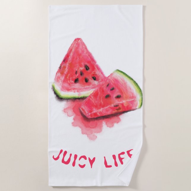 Red Sweet Juicy Watermelon Beach Towel (Front)