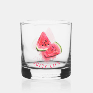 Red Sweet Juicy Watermelon Custom Text Funny Whiskey Glass