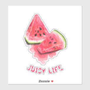 Red Sweet Juicy Watermelon Pieces Tasty - Drawing