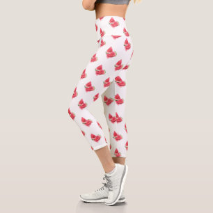 Red Sweet Juicy Watermelon Pieces Tasty - Drawing  Capri Leggings