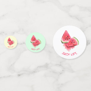 Red Sweet Juicy Watermelon Pieces Tasty - Drawing  Confetti