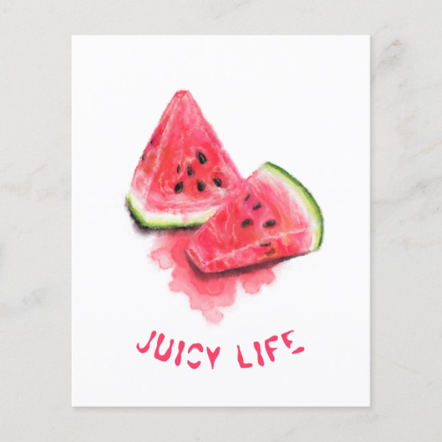 Red Sweet Juicy Watermelon Pieces Tasty - Drawing  Flyer (Front)