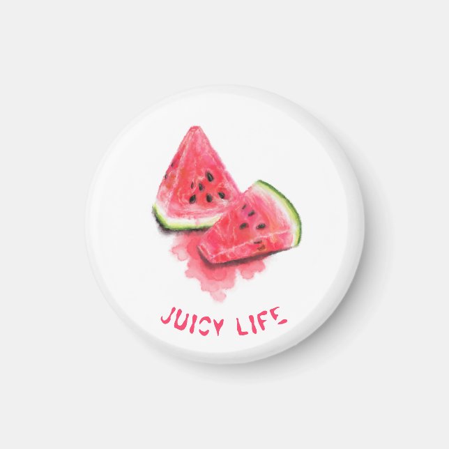 Red Sweet Juicy Watermelon Pieces Tasty - Drawing  Magnet (Front)