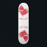 Red Sweet Juicy Watermelon Pieces Tasty - Fresh Skateboard<br><div class="desc">Red Sweet Juicy Watermelon Pieces Tasty - Drawing Fresh Summer Fruit - Choose / Add Your Unique Text / Font / Colour - Make Your Special Gift - Resize and move or remove and add elements / image with customisation tool ! - Drawing and Design by MIGNED. You can also...</div>