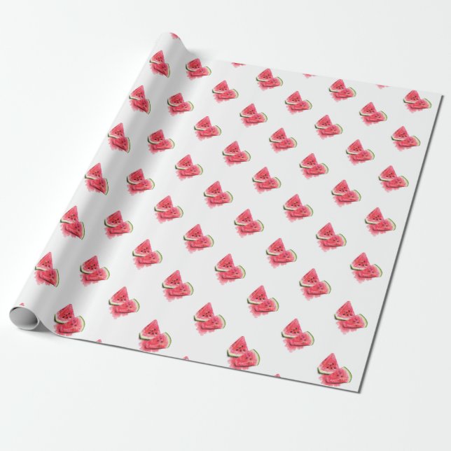 Red Sweet Juicy Watermelon Wrapping Paper (Unrolled)
