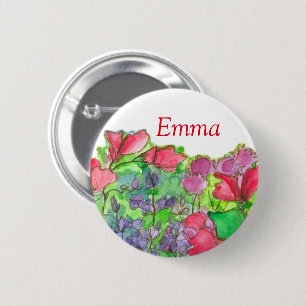 Red Sweet Peas Name Tag 6 Cm Round Badge