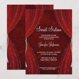 Red Sweet Sixteen Invitation