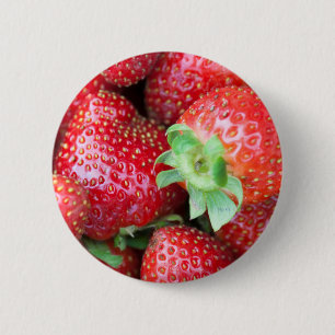 Red Sweet Strawberries 6 Cm Round Badge