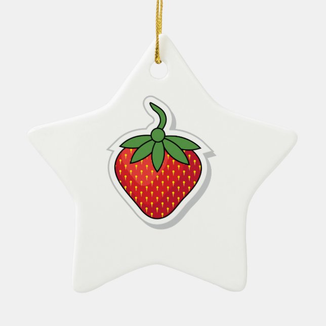 Red Sweet Strawberry Ceramic Tree Decoration (Front)