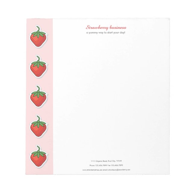 Red Sweet Strawberry Notepad (Front)