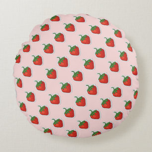 Red Sweet Strawberry pattern Round Cushion