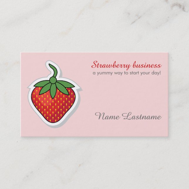 Red Sweet Strawberry - personalised business card (Front)