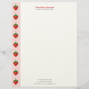 Red Sweet Strawberry - personalised text & address Letterhead