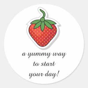 Red Sweet Strawberry - personalised text Classic Round Sticker
