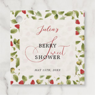 Red Sweet Strawberry Wildflower Wreath Baby Shower Favour Tags