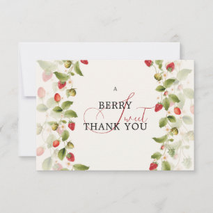Red Sweet Strawberry Wildflower Wreath Baby Shower Invitation