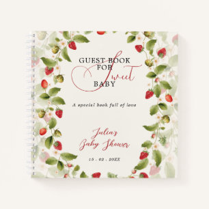 Red Sweet Strawberry Wildflower Wreath Baby Shower Notebook