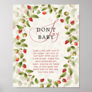 Red Sweet Strawberry Wildflower Wreath Baby Shower Poster