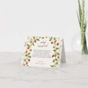 Red Sweet Strawberry Wildflower Wreath Baby Shower Thank You Card