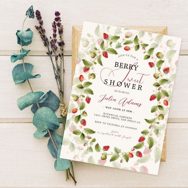 Red Sweet Wild Strawberry Flowers Baby Shower Invitation (Creator Uploaded)