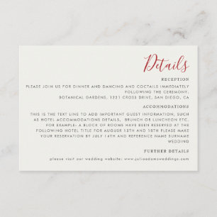 Red Sweet Wild Strawberry Flowers Wedding Enclosure Card