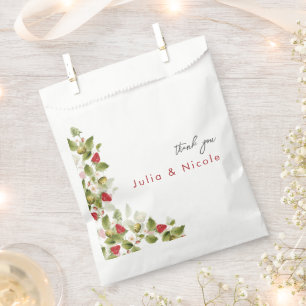 Red Sweet Wild Strawberry Flowers Wedding Favour Bags