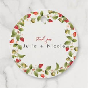 Red Sweet Wild Strawberry Flowers Wedding Favour Tags