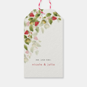 Red Sweet Wild Strawberry Flowers Wedding Gift Tags