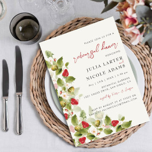 Red Sweet Wild Strawberry Flowers Wedding Invitation