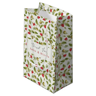 Red Sweet Wild Strawberry Flowers Wedding Small Gift Bag