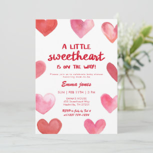 Red Sweetheart Is On The Way Baby Shower Invitation