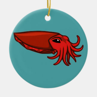 Red Swimming Cuttlefish Ceramic Tree Decoration