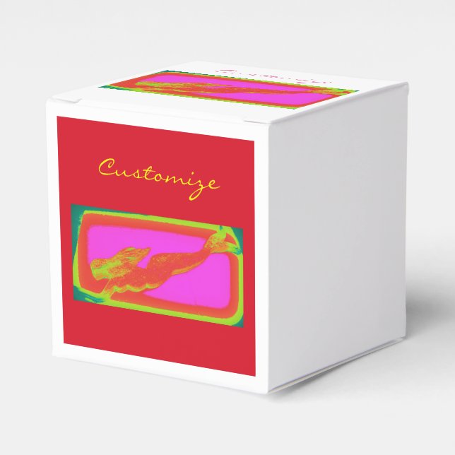 red swimming mermaid favour box (Front Side)