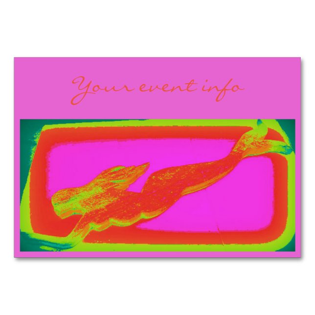 red swimming mermaid table number (Front)