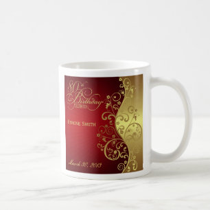 Red Swirl 80th Birthday Party Favour Mug
