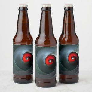 Red Swirl Artistic Modern Abstract Art Pattern #19 Beer Bottle Label