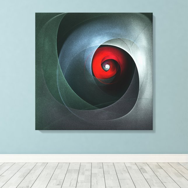 Red Swirl Artistic Modern Abstract Art Pattern #19 Canvas Print (Insitu(Wood Floor))