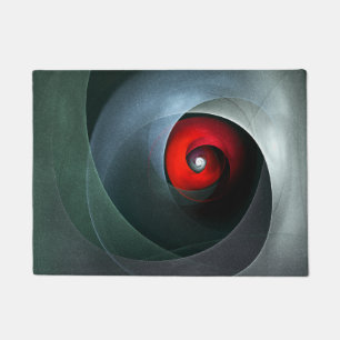 Red Swirl Artistic Modern Abstract Art Pattern #19 Doormat