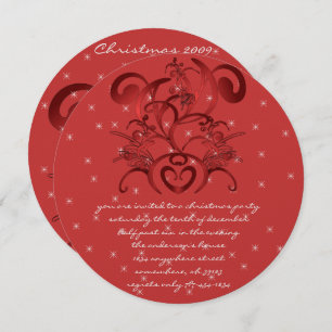 Red Swirl Christmas Dinner Invitations