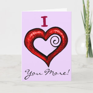 Red Swirl Heart Holiday Card