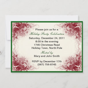 Red Swirl Holiday Celebration Party Invitations