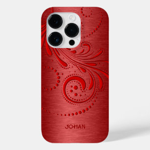 Red Swirl Metallic Red Brushed Steel look  Case-Mate iPhone 14 Pro Case