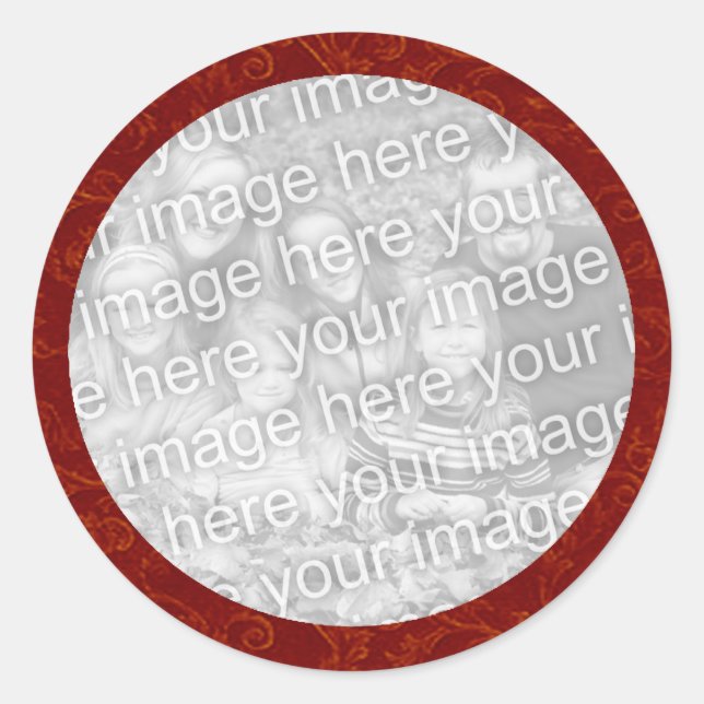 Red Swirl Photo Sticker Template (Front)