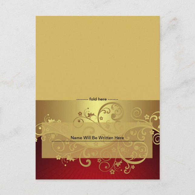 Red Swirl Place Card (Front)