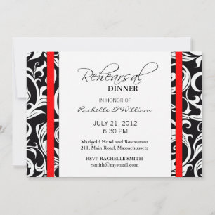 Red Swirl Rehearsal Dinner Card