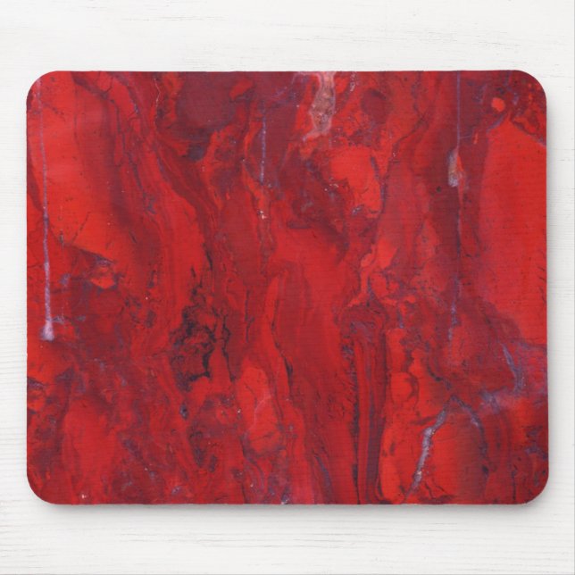 Red swirled marble slab mouse mat (Front)
