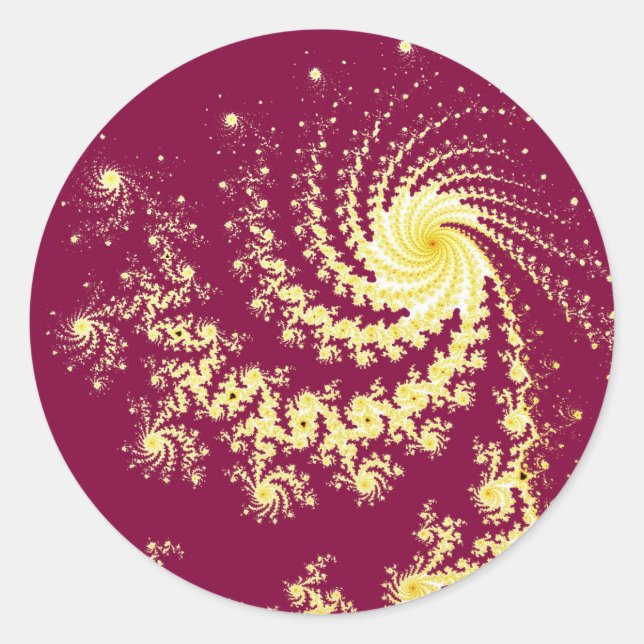 Red Swirling Mandelbrot Fractal Pattern Classic Round Sticker (Front)