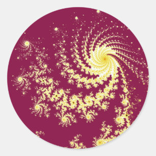 Red Swirling Mandelbrot Fractal Pattern Classic Round Sticker