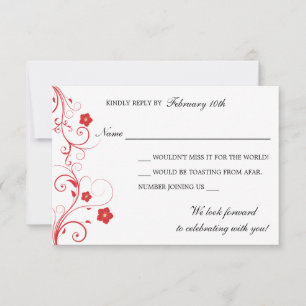 Red swirls and flowers response cards